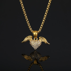 DAICY Acero inoxidable alas de Ángel diamante Liebe corazón colgante collar alta calidad moda encantos fábrica venta al por mayor menor MOQ - Product Image 3