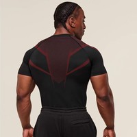 T-shirt de compression pour homme, coupe ajustée, sans coutures, séchage rapide, haut de performance athlétique, respirant, vêtements de sport pour la musculation