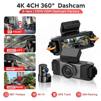 Cámara para Coche 4K de 4 Canales con GPS, Monitor de Estacionamiento 24H, WiFi, Sensor G, Grabación en Bucle, Visión Nocturna, Pantalla IPS, OEM