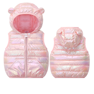Gilet Invernali per Bambini all'Ingrosso, Colori Vivaci, Leggeri, Senza Maniche, con Cappuccio, per Bambine 80-120cm - Product Image 4