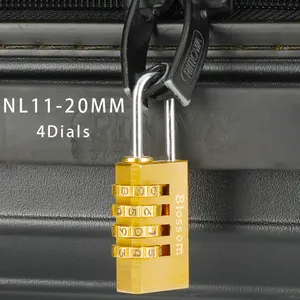 NL11 20mm 4 Digit Profile Password Gym Lock Small Copper Pad Lock Code 4 Number Travel Luggage Solid Brass Combination Padlock