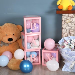 Cajas de ducha transparentes BABY LOVE Letters DecorationsTransparent Ballon Boxes Telón de fondo Fiesta Género Reveal Baby Blocks - Product Image 2