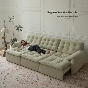 Sofá <span class=keywords><strong>El</strong></span>éctrico Moderno y Sencillo de Tela con Respaldo Alto para Sala de Estar, Asiento Grande sin Límite de Pared, Profundo, Ajustable, Telescópico, Multifuncional, de Madera - Product Image 1