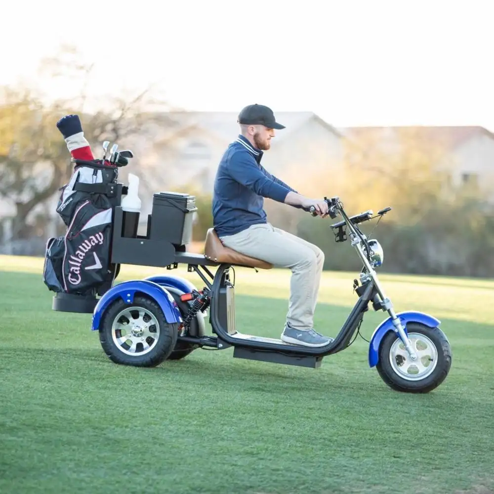 Skuter Elektrik 3 Roda Golf Klub, Ban Golf Aman Olahraga Tipe Trike dengan Rak Golf 2021