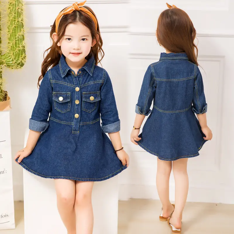 Fashion Quality Children Kids Denim Dress Dropship Skirt Private Labels Jeans For Girls