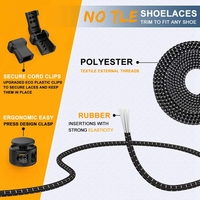 Lacets ronds pour chaussures de sport, pour enfants et adultes, élastiques, sans attache, fermeture extensible, lacets paresseux, lacets rapides en caoutchouc