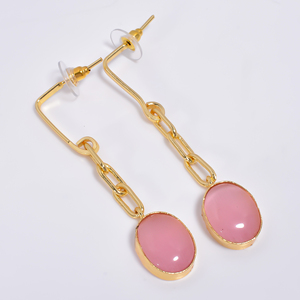 Mujer moda hecha a mano latón 14K chapado en oro pendientes de piedras preciosas latón antiguo fabricante de joyas de piedras preciosas joyería de latón personalizada - Product Image 5