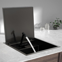Nano Black Kitchen Drop In Handmade Hidden Bar Lavabo avec robinet