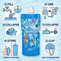 Pochette pour bouteille d'eau pliable, imprimée avec des motifs de dessins animés, en TPU de qualité alimentaire, sans BPA, écologique, recyclable, pour le sport