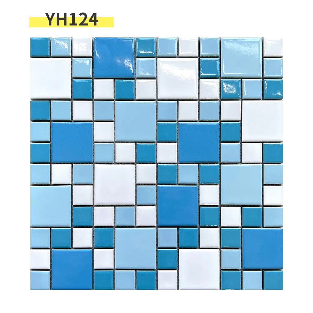 Glass Mosaic Tiles In An Irregular Color Mix Design Are Used For Bathroom And Kitchen Walls