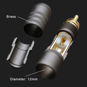 Connecteur <span class=keywords><strong>RCA</strong></span> mâle plaqué or 12 mm de diamètre extérieur en laiton XSSH YIVO pour câble audio-vidéo HIFI DIY et amplificateur de signal audio de grande puissance - Product Image 5