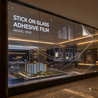 Film LED transparent adhésif pour vitres, idéal pour les centres de vente immobilière et les affichages publicitaires sur murs vitrés