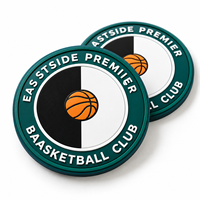 Écusson en caoutchouc PVC personnalisé avec logo, imperméable, durable, écologique, pour club de basketball, avec fermeture auto-agrippante pour vêtements de sport de jour de match