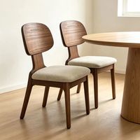 Chaise de salle à manger simple et moderne de style nordique en bois massif, avec rembourrage épais en coton et lin, sans accoudoirs, design non rotatif, mobilier de maison