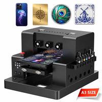 Impresora UV Plana A3 con Agitación Automática de Tinta Blanca, Cabezal L805, Plataforma de Vacío, Soporte para Botellas, Precisión CMYK de 1440dpi, para Carcasas de Teléfono y Acrílico