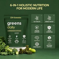 Gummies de nutrition complète Greens Daily, 224 unités, à base de plantes, sans gluten, sans OGM, sachets individuels, complément alimentaire