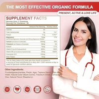 Gommes de glycinate de magnésium 1200mg, 60 unités, à croquer, avec Vitamine D3, B6, Calcium, Végétalien, Sans OGM, pour Adultes, Quotidien, OEM ODM
