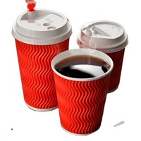 Gobelets à café jetables biodégradables en papier kraft, à paroi ondulée, anti-fuite, avec revêtement PE de qualité alimentaire, pour vente en gros et à emporter (boissons chaudes)