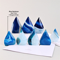 Fengshui naturel poli bleu Agate géode flamme cristal guérison Quartz bleu Sardonyx ornement pour la décoration de la maison