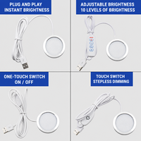 Lampu LED DC5V 1.5M Kabel Saklar ON/OFF 3W Lampu Sorot Permukaan Sederhana Lampu Langit-langit Bundar Lampu Kabinet Pameran