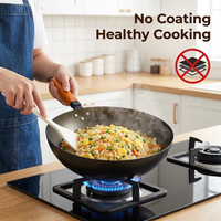 32cm 2,3mm Nitrierungsprozess Flachboden 4,5L Fassungsvermögen Gas- und Induktionsgeeigneter Antihaft-Titan-Wok für Chinesisches Wok-Garen