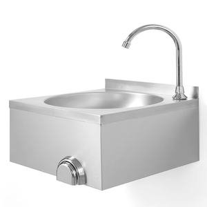 Fregadero comercial de acero inoxidable montado en la pared con accionamiento por rodilla - Product Image 2