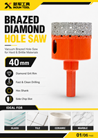 Foret diamanté torsadé brasé sous vide en acier à haute teneur en carbone 8 mm