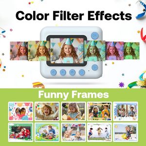 V19 Kids Instant <b>Print</b> <b>Camera</b> Thermal Inkless Photo <b>Camera</b> 1080P Video 2.4 Inch Screen Filter Toy Selfie <b>Camera</b> Gift - Product Image 5