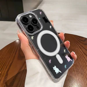 Coque de téléphone magnétique personnalisée avec chats colorés, compatible avec iPhone 17 PROMAX 16PLUS 15 14 Samsung S26Ultra <span class=keywords><strong>S22</strong></span> S23 S25 S24 A17 - Product Image 2