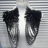 Patchs d'épaule brodés 3D de créateur avec pompons, décalcomanies 3D en strass en forme de fleur à coudre, écologiques pour vêtements