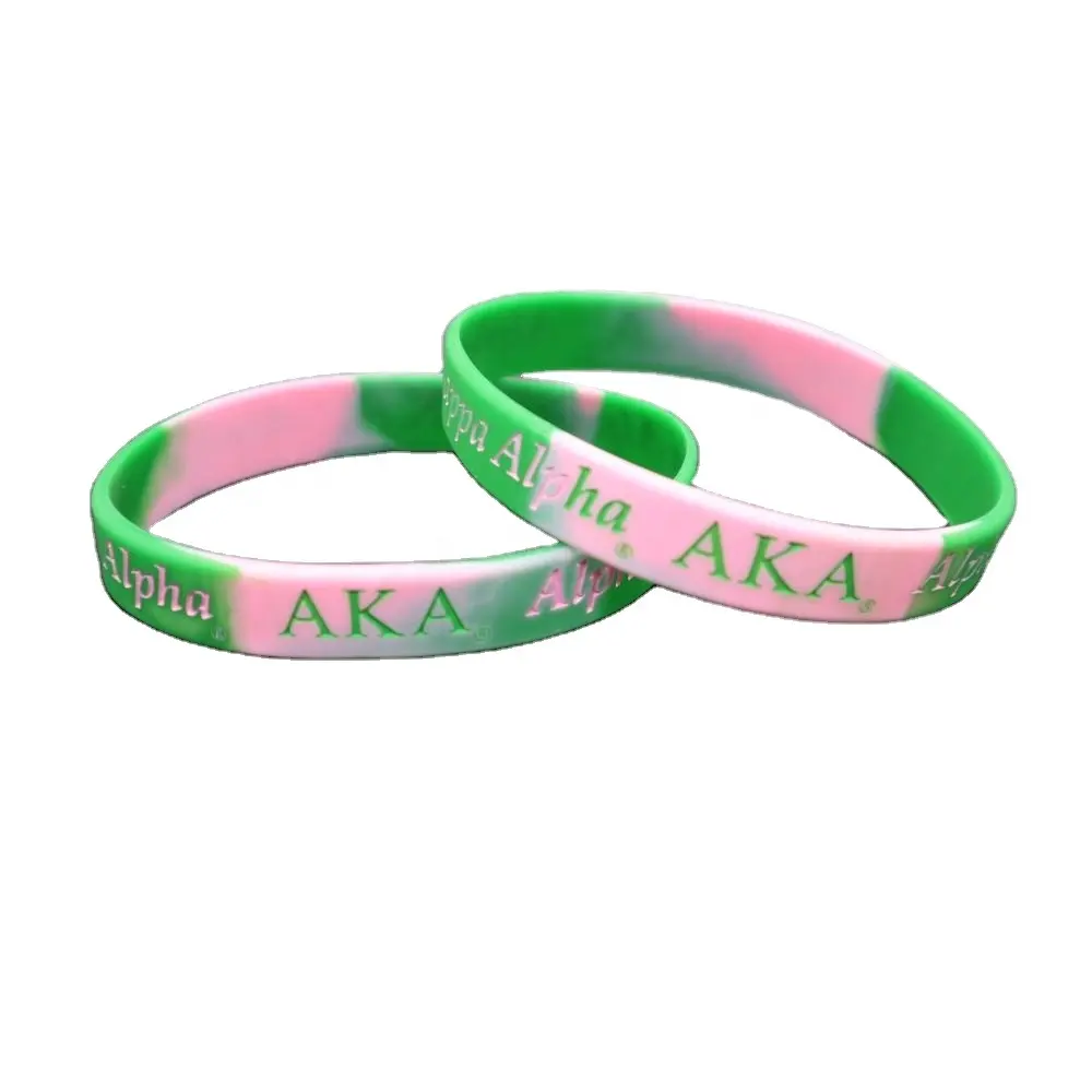 Pink and green greek letters bracelet silicone key chain bracelet Sorority Greek Letters Bracelet