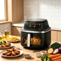 Friteuse à air intelligente de 10 litres avec fonction vapeur, écran tactile couleur, panier à huile visible amovible, cuisson tout-en-un, OEM, ODM