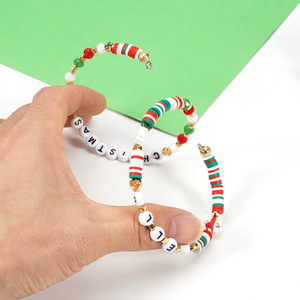 Merry Christmas <b>Beaded</b> <b>Bracelets</b> Acrylic Resin Imitation Pearl Cartoon Party Jewelry Unisex - Product Image 4