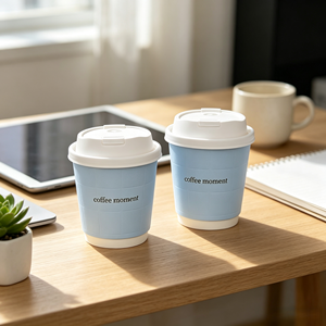 Gobelets à café biodégradables texturés avec couvercles, personnalisables avec logo, écologiques, jetables, pour boissons chaudes à emporter, pour cafés, vente en gros, 8oz/12oz/16oz - Product Image 2