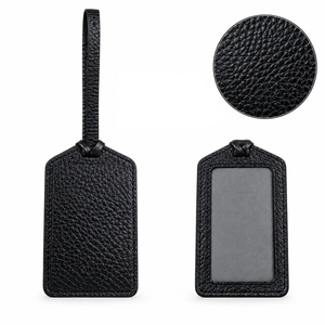 Étiquette de bagage en cuir souple, étiquette d'identification de sac de voyage pliable, couvercle de confidentialité, sangle à boucle réglable, accessoires de valise - Product Image 1