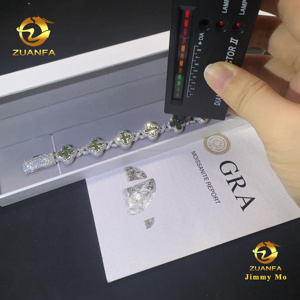 New Arrival Flower Shape Cuban <strong>Bracelet</strong> Iced Out Hip Hop Jewelry 925 Sliver VVS Moissanite Olive Green <strong>Infinity</strong> Cuban <strong>Bracelet</strong> - Product Image 6