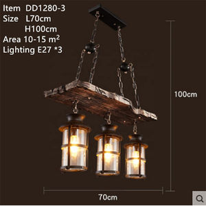 Luminaire industriel rustique en métal, éclairage rétro à LED suspendu, lampes décoratives d'intérieur, luminaire suspendu vintage, planche en bois, <span class=keywords><strong>ancien</strong></span> <span class=keywords><strong>lustre</strong></span> - Product Image 3