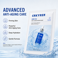 Masque facial hydratant GHK-Cu enveloppé d'essence de cuivre, masque en feuille hydratant au peptide de cuivre pour le soin de la peau du visage
