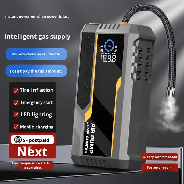Car Jump Starter with Air Compressor, Portable Multi-Function Emergency Power Bank, Battery Booster and Tire Inflator for Car