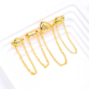 Cierre Magnético con Cadena, Hebilla de Joyería de Cobre Chapado en Oro, Forma de Esfera B104B - Product Image 2