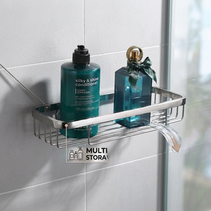 Étagère d'angle murale en acier inoxydable pour douche, organisateur de rangement de salle de bain, un seul niveau, finition polie, gain de place - Product Image 1