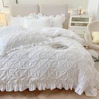 Parure de draps 100 % coton lavé couleur unie, douce, respirante, toutes saisons, avec housse de couette, respectueuse de la peau, aspect vintage, décontractée