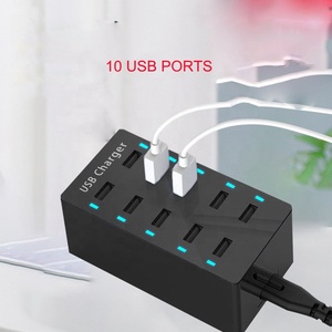 بيع بالجملة هاتف محمول متعدد المنافذ شاحن حائط usb شحن سريع 10usb منافذ <span class=keywords><strong>50W</strong></span> 2.4A دعم مع ضوء LED - Product Image 2