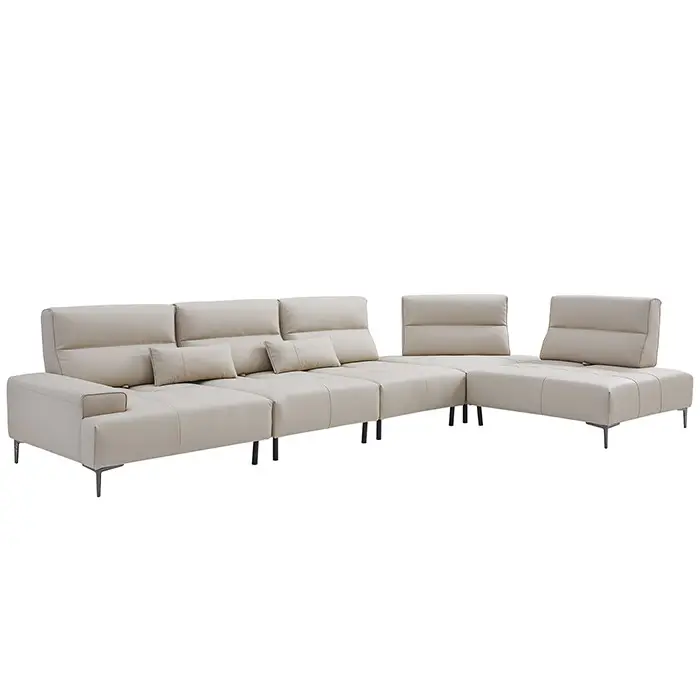 Sofás e sofás de couro Napa branco conjunto de móveis luxuosos para sala de estar, novo design italiano moderno e minimalista, sofá de canto, novo design, 2023