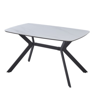 Hiện đại đơn giản Slate bàn ăn và Ghế bộ, thoải mái Teddy nhung ghế và ổn định kim loại hỗ trợ, màu đen và trắng thiết kế - Product Image 2