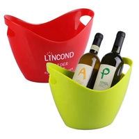 Lincond Promosi Logo Kustom 3,5 L 8L 10L 12Liter Plastik Ember Es Plastik Akrilik Merah Bening untuk Ember Anggur Sampanye