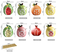 Ensemble de pots à épices en céramique en forme de fruits créatifs et mignons, bouteille à épices, pot à sel, ustensiles de cuisine avec couvercle et cuillère