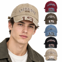 Casquettes Snapback Vintage en Coton Éponge Lavé 100% Coton Unisexe LAZR&NYO 1978 Broderie Lettres Visière Courbée Réglable Style Papa