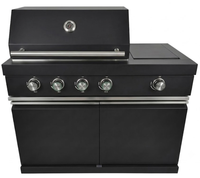 Ensemble de barbecue pour cuisine extérieure avec quatre brûleurs principaux, un brûleur latéral, comptoir en HPL pour la cuisson dans la cour