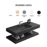 Lavabo double en pierre de quartz pour salle de bain, idéal pour la maison, l'hôtel, la villa, l'appartement – Meuble sous-vasque gain de place